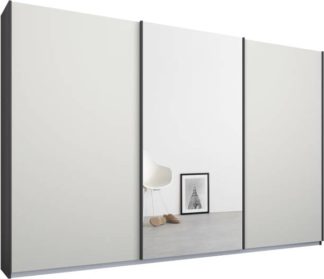 An Image of Malix 3 door 270cm Sliding Wardrobe, Graphite Grey frame,Matt White & Mirror doors , Classic Interior