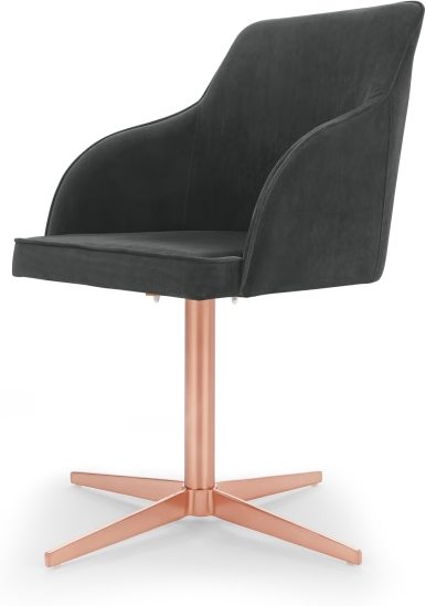 1b5af759c8612dffe9dd3da057eef5a2879ee93dc6bc02a04c042b5807a466fa.jpg An Image of Keira Office Chair, Midnight Grey Velvet and Copper