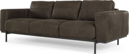 An Image of Jarrod 3 Seater Sofa, Truffle Brown Leather