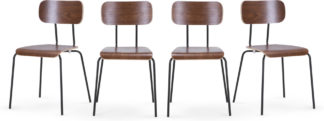 An Image of Set of 4 Haywood Dining Chairs, Walnut and Black