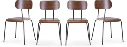 An Image of Set of 4 Haywood Dining Chairs, Walnut and Black