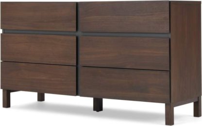 An Image of Xander Wide Chest of Drawers, Walnut & Charcoal Grey