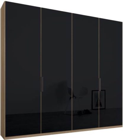 1cd85cfcea8914e784722f7523bfb172dec7e286f1cc41b791805739094f750f.jpg An Image of Caren 4 door 200cm Hinged Wardrobe, Oak Frame, Basalt Grey Glass Doors, Standard Interior