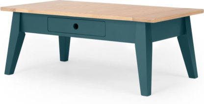 An Image of Ralph Coffee Table with Storage, Oak and Teal