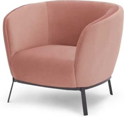 An Image of Belle Accent Armchair, Blush Pink Velvet