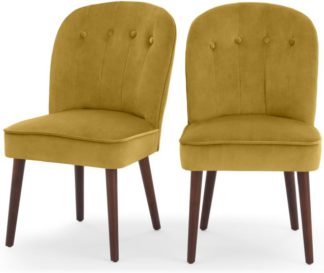 An Image of Set of 2 Margot Dining Chairs, Vintage Gold Velvet and Dark Wood