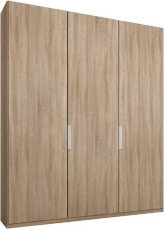 An Image of Caren 3 door 150cm Hinged Wardrobe, Oak Frame, Oak Doors, Standard Interior