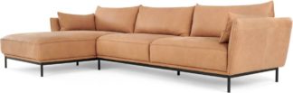 An Image of Odelle, Left Hand Facing Chaise End Corner Sofa, Tan Leather