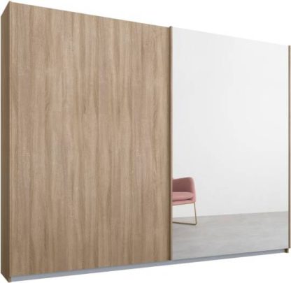 An Image of Malix 2 door 225cm Sliding Wardrobe, Oak frame,Oak & Mirror doors , Premium Interior