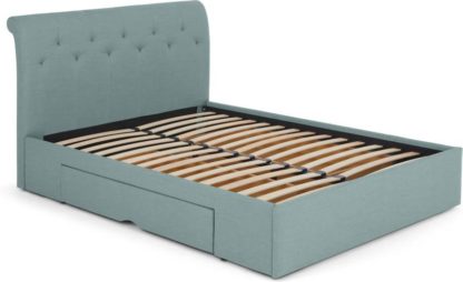 An Image of Linnell King Size Bed with Drawer Storage, Bondi Blue Weave