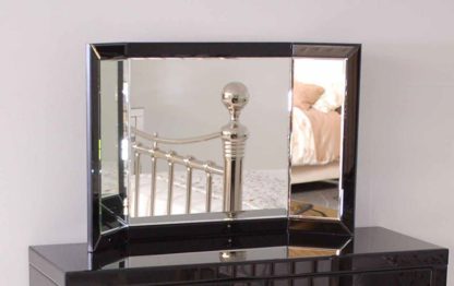 An Image of ELLY Black Glass Triple Folding Mirror
