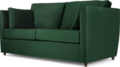 An Image of Milner Sofa Bed with Memory Foam Mattress, Bottle Green Velvet