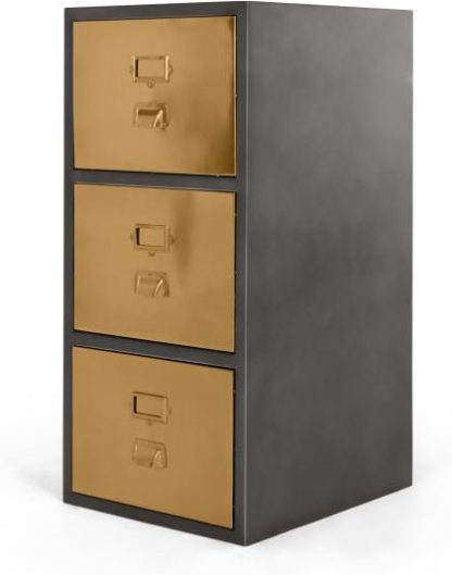 An Image of Stow Filing Cabinet 3 drawers, Vintage Brass