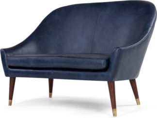 An Image of Seattle 2 Seater Sofa, Oxford Blue Premium Leather