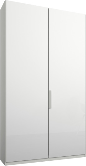 An Image of Caren 2 door 100cm Hinged Wardrobe, White Frame, White Glass Doors, Premium Interior