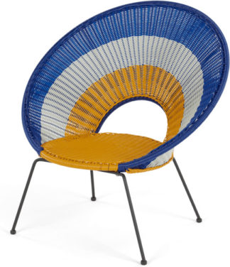 An Image of Yuri Garden Lounge Chair, Multi Woven Yellow and Mustard