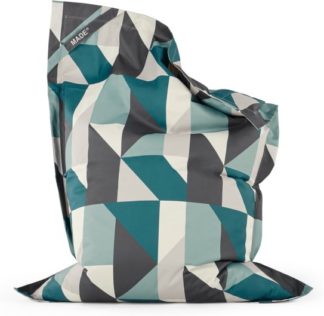 An Image of Piggy Bean Bag, Teal Multi Print