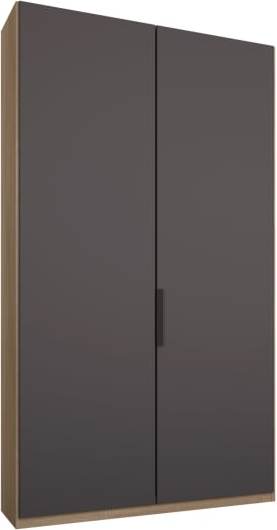 An Image of Caren 2 door 100cm Hinged Wardrobe, Oak Frame, Matt Graphite Grey Doors, Classic Interior