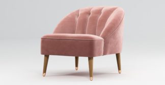 An Image of Custom MADE Margot Armchair, Old Rose Velvet with Light Wood Copper Leg