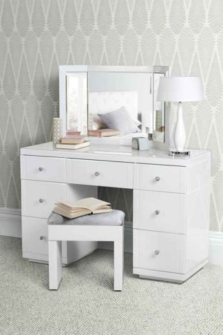 An Image of VALERIA White glass Dressing Table