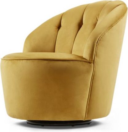 An Image of Margot Swivel Accent Armchair, Antique Gold Velvet