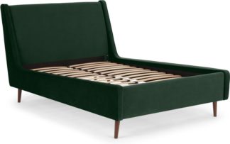 An Image of Higgs King Size Bed, Pine Green Velvet