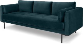 An Image of Harlow 3 Seater Sofa, Steel Blue Velvet