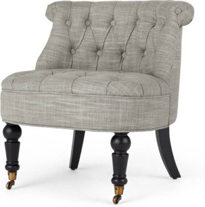 An Image of Bouji Accent Chair, Grey Linen Mix