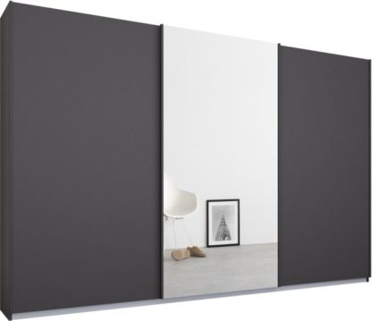 An Image of Malix 3 door 270cm Sliding Wardrobe, Graphite Grey frame,Matt Graphite Grey & Mirror doors , Classic Interior