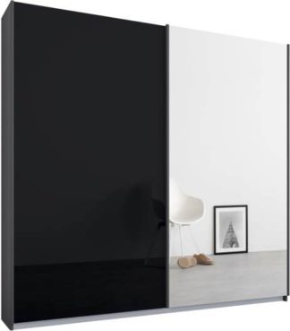 An Image of Malix 2 door 181cm Sliding Wardrobe, Graphite Grey frame,Basalt Grey Glass & Mirror doors , Classic Interior