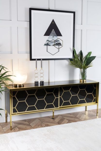 An Image of Alveare Brass and Black Glass Sideboard