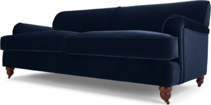 An Image of Orson 3 Seater Sofa, Ink Blue Velvet