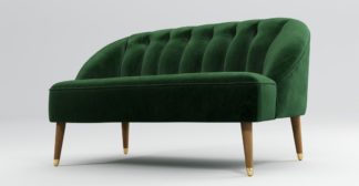 An Image of Custom MADE Margot 2 Seater Sofa, Forrest Green Velvet with Light Wood Brass Leg