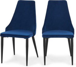 An Image of Set of 2 Julietta Dining Chairs, Electric Blue Velvet