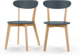 An Image of Set of 2 Fjord Dining Chairs, Oak and Blue