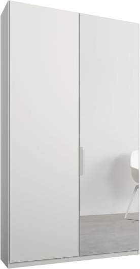 An Image of Caren 2 door 100cm Hinged Wardrobe, White Frame, Matt White & Mirror Doors, Classic Interior