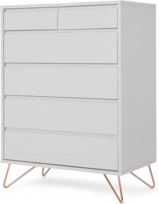 An Image of Elona Tall Multi Chest of Drawers, Light Grey & Copper Legs