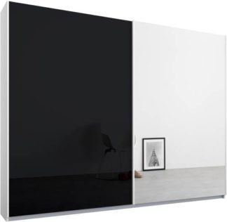 An Image of Malix 2 door 225cm Sliding Wardrobe, White frame,Basalt Grey Glass & Mirror doors , Classic Interior
