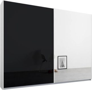 An Image of Malix 2 door 225cm Sliding Wardrobe, White frame,Basalt Grey Glass & Mirror doors , Premium Interior