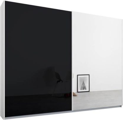 28e369fbab5492806a0faa53b5b9d75b79c2f8b653feadfbc0ae7ae671974310.jpg An Image of Malix 2 door 225cm Sliding Wardrobe, White frame,Basalt Grey Glass & Mirror doors, Standard Interior