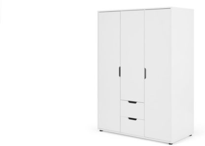 An Image of Rubix Triple Wardrobe, White