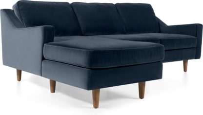 An Image of Dallas Left Hand Facing Chaise End Corner Sofa, Navy Cotton Velvet