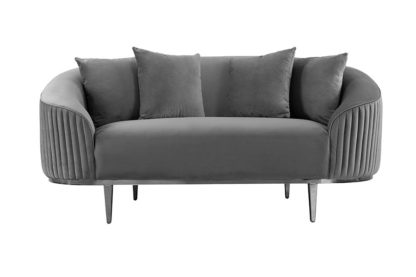 An Image of Ella Two Seat Sofa - Dove Grey - Polished chrome base