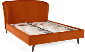 An Image of Lulu Kingsize Bed, Paprika Orange Velvet