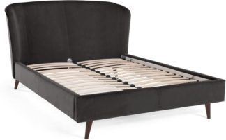 An Image of Lulu Super Kingsize Bed, Asphalt Grey Velvet