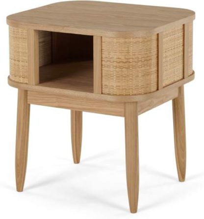 An Image of Liana Bedside Table, Ash & Rattan