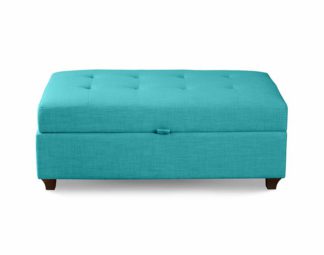 An Image of Leon Upholstered Ottoman - Teal