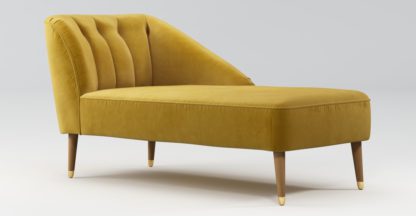 An Image of Custom MADE Margot Right Hand Facing Chaise, Antique Gold Velvet, Light Wood Brass Leg