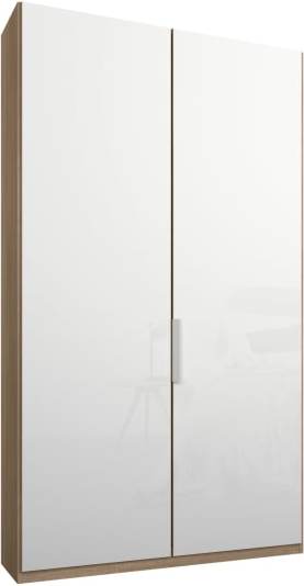 An Image of Caren 2 door 100cm Hinged Wardrobe, Oak Frame, White Glass Doors, Classic Interior