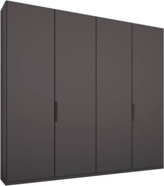 An Image of Caren 4 door 200cm Hinged Wardrobe, Graphite Grey Frame, Matt Graphite Grey Doors, Premium Interior